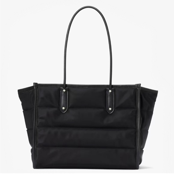 ♠️kate spade Ella Nylon Puffy Quilted Extra Large XL Tote Bag, Black NWT - Picture 4 of 15